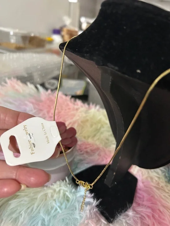 Fashion Jewelry Gold Initial Pendant Necklace with Pave 'G' - Picture 4 of 4